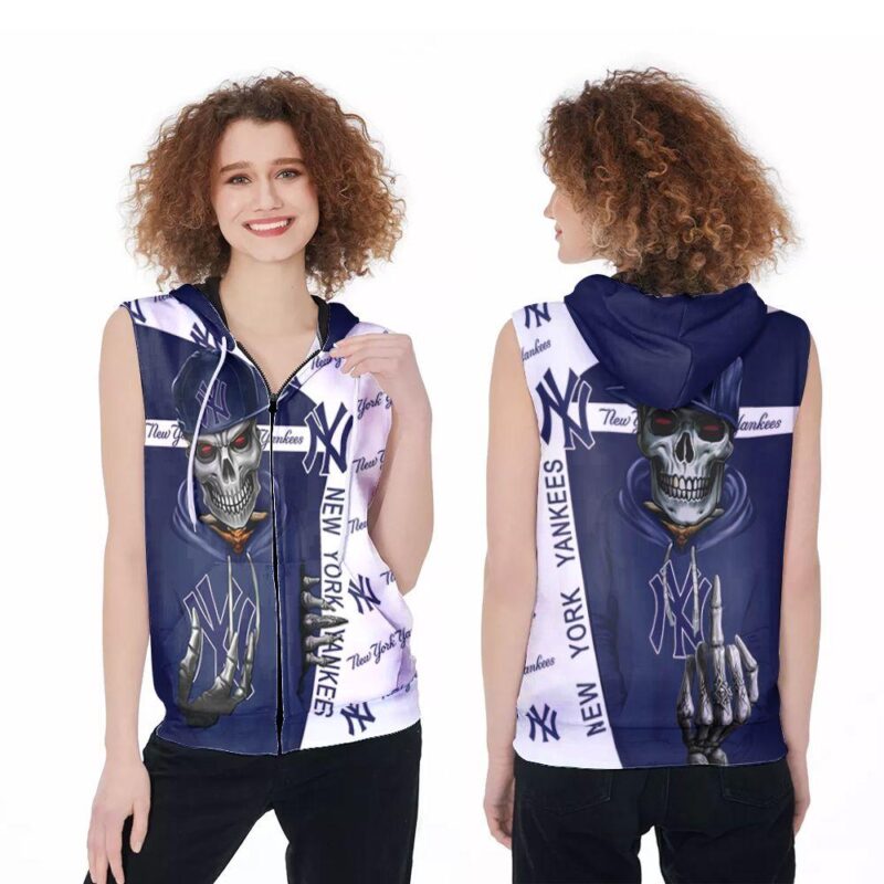 New york yankees hip hop skull cool logo snapback hoodie 3d designed for New york yankees fan Zip Sleeveless Hoodie ZSH1332