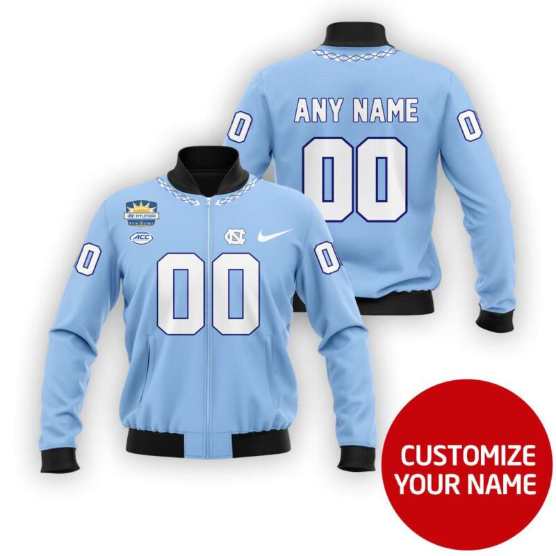 North Carolina Tar Heels #00 Personalized Blue Jersey Style Gift With Custom Number Name For Tar Heels Fans Bomber Jacket BJ03702