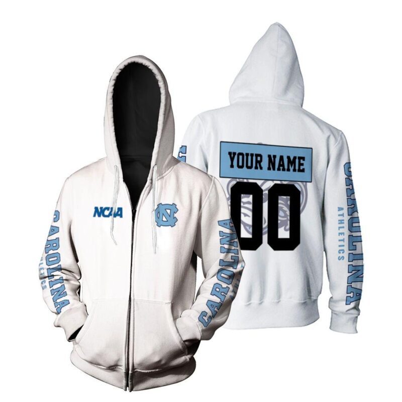 North Carolina Tar Heels Ncaa Bomber Jacket 3d Personalized 1 Zip Hoodie BJ01109