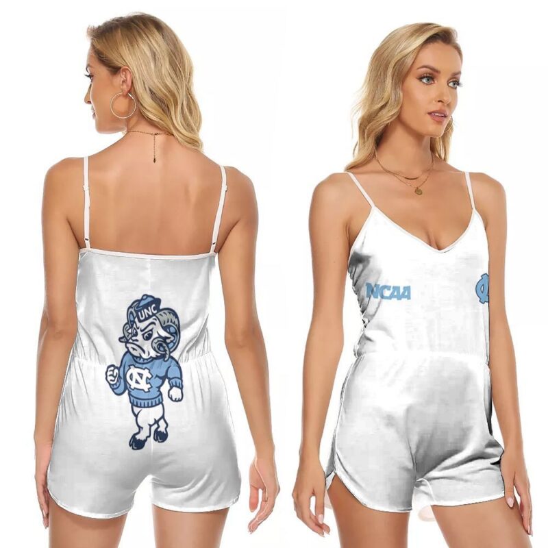 North Carolina Tar Heels Ncaa Classic White With Mascot Logo Gift For North Carolina Tar Heels Fans V-neck Romper Jumpsuit RJ01042