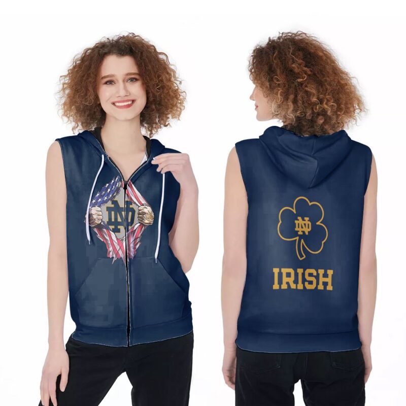 Notre Dame Fighting Irish football football team gift for Notre Dame Fighting Irish Fans 1 Zip Sleeveless Hoodie ZSH1672