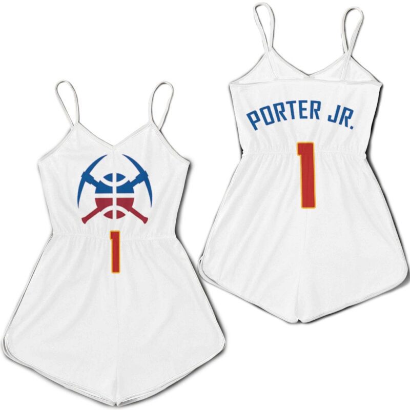 Nuggets Michael Porter Jr 1 2020-21 Earned Edition White Jersey Inspired Style Romper RJ01727