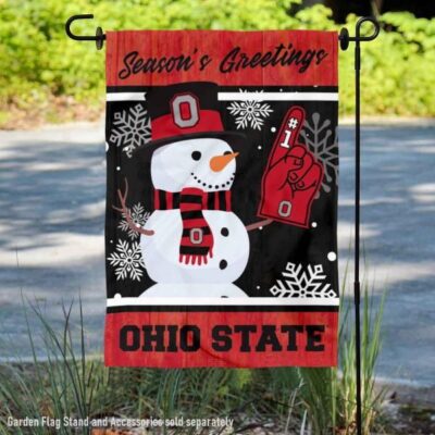 OSU Buckeyes Holiday Winter Snowman Greetings Garden Flag GF00713