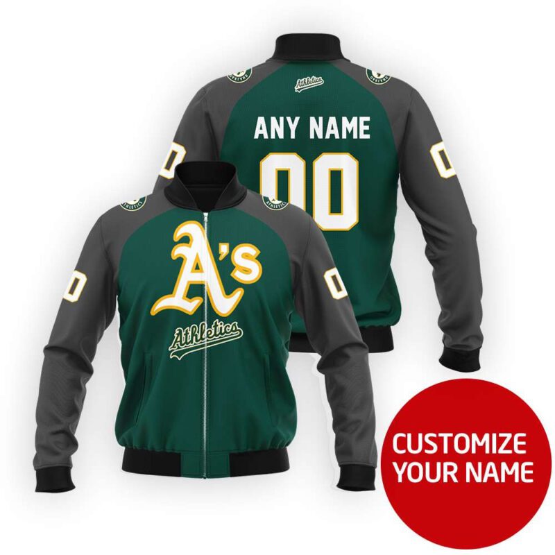 Oakland Athletics #00 3D Personalized Green Jersey Style Gift With Custom Number Name For Athletics Fans Bomber Jacket BJ03595