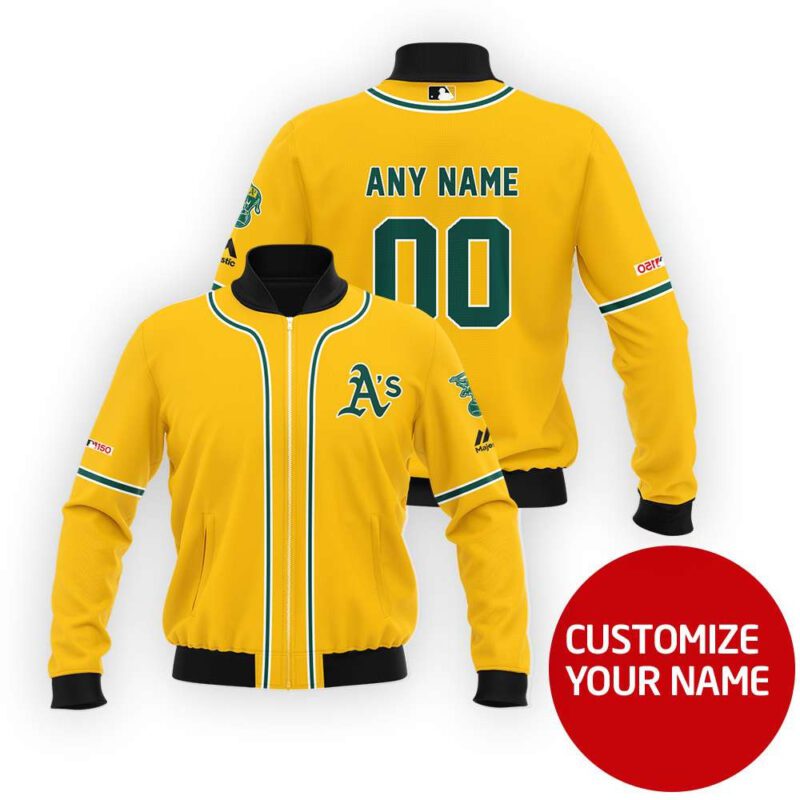 Oakland Athletics #00 Personalized Gold Style Gift With Custom Number Name For Athletics Fans Bomber Jacket BJ03844