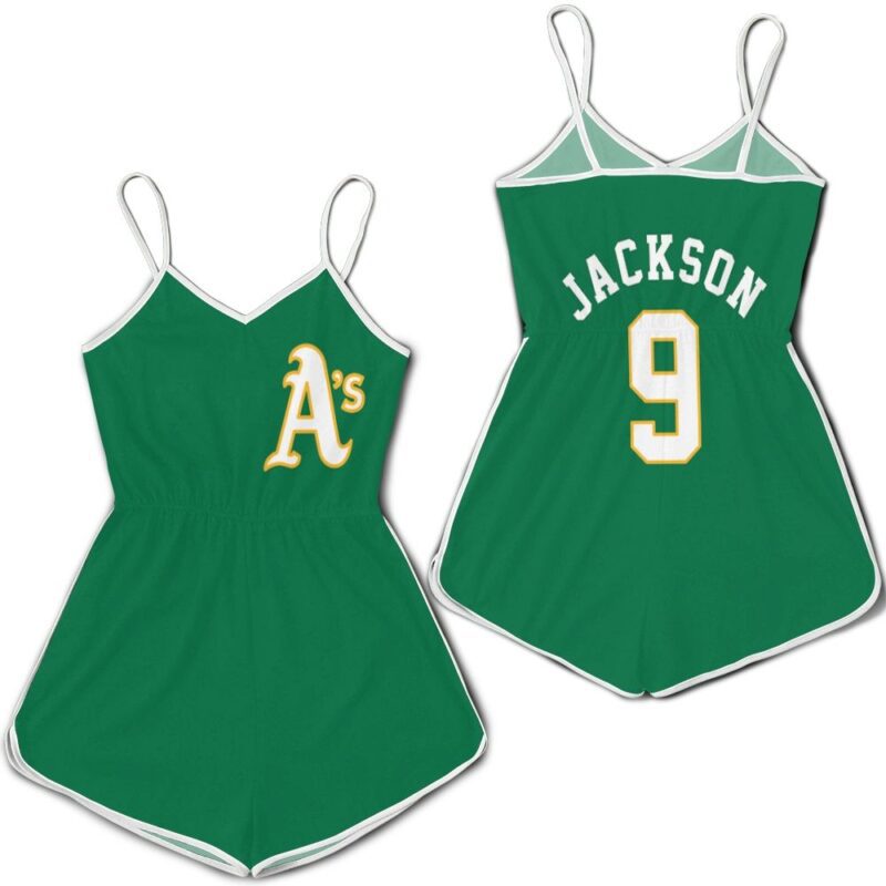 Oakland Athletics Reggie Jackson 9 2020 Mlb Green Jersey Inspired Style Romper RJ04945