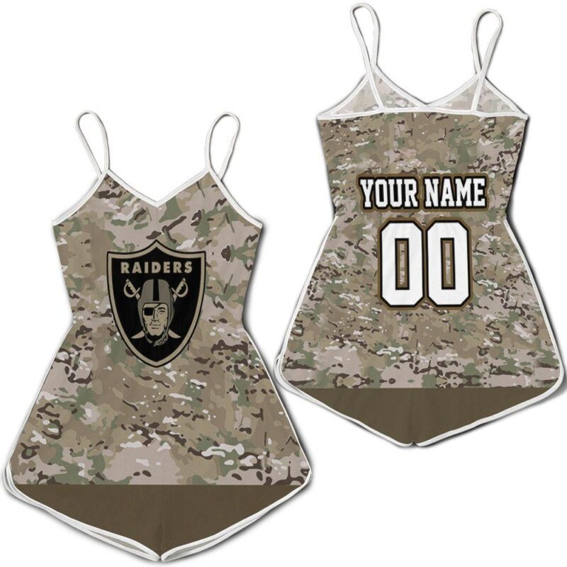 Oakland Raiders Camo Pattern 3D Personalized Romper RJ02670