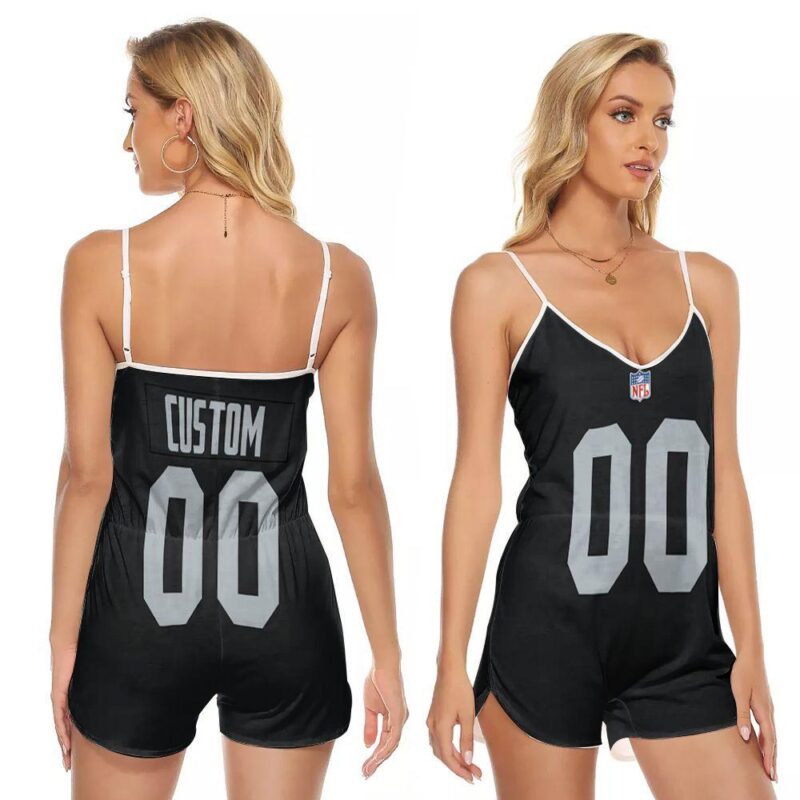 Oakland Raiders NFL American Football Custom Game Black Gift For Raiders Fans V-neck Romper Jumpsuit RJ00768