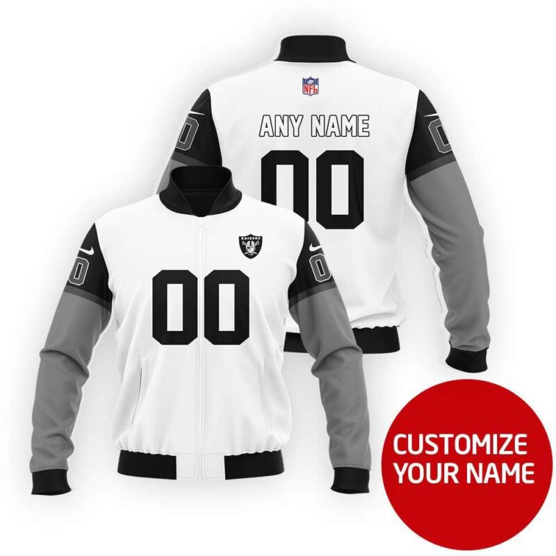 Oakland Raiders Super Bowl Champions Personalized Number Name White Gift For Raiders Fans Bomber Jacket BJ03995