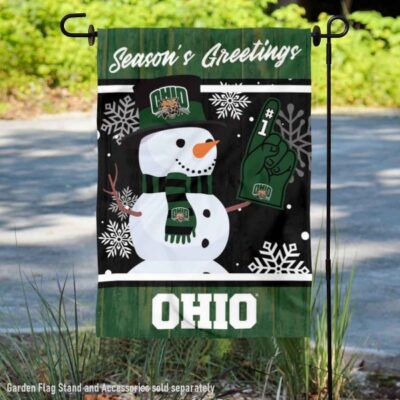Ohio Bobcats Holiday Winter Snowman Greetings Garden Flag GF00525