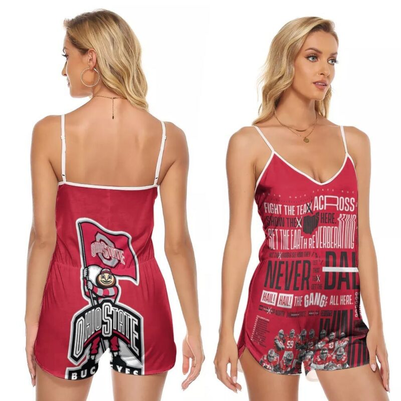 Ohio State Buckeyes Fight The Team Across The Field Football University Gift For Buckeyes Fans V-neck Romper Jumpsuit RJ00667