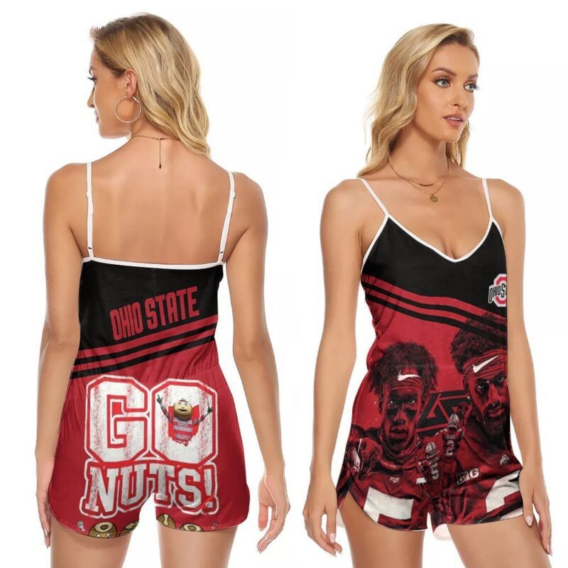 Ohio State Buckeyes Garrett Wilson 5 Chase Young 2 University Football Team Gift For Buckeyes Fans V-neck Romper Jumpsuit RJ00799