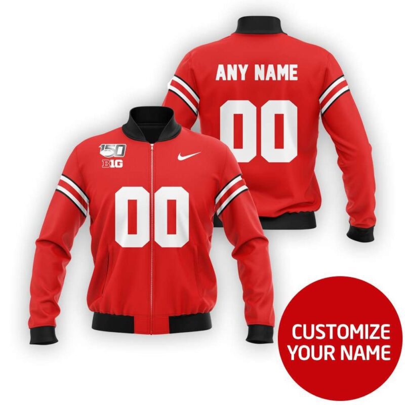 Ohio State Buckeyes Ncaa Sport Team Red Personalized Number Name Gift Jersey Style For Buckeyes Fans Bomber Jacket BJ04033