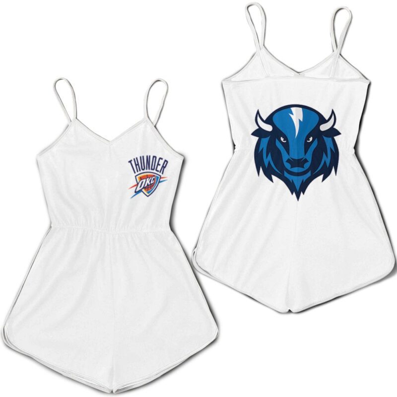 Oklahoma City Thunder Basketball Classic Mascot Logo Gift For Thunder Fans White Romper RJ01704