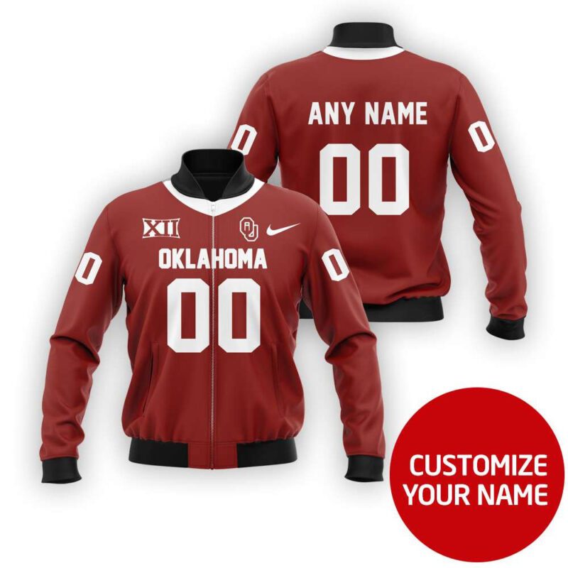 Oklahoma Sooners Ncaa Sport Team Personalized Number Name Red Jersey Style Gift For Sooners Fans Bomber Jacket BJ00071