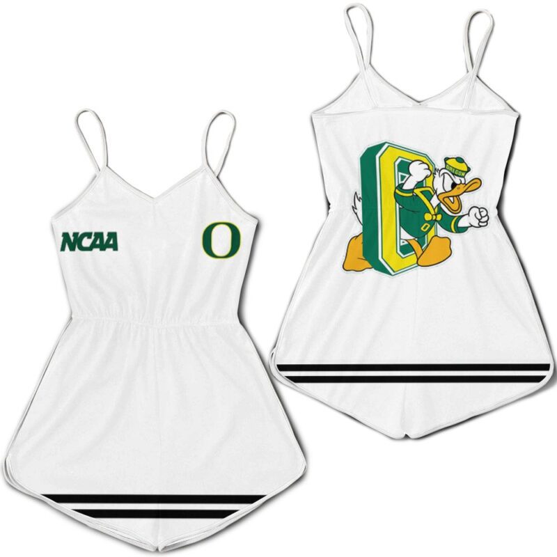 Oregon Ducks Ncaa Classic White With Mascot Logo Gift For Oregon Ducks Fans Romper Jumpsuit RJ01636