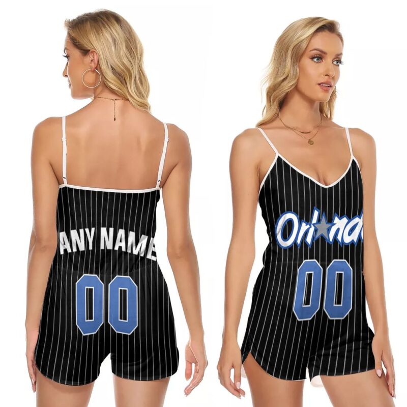 Orlando Magic NBA Basketball Team Logo Hardwood Classics Swingman Black 2019 Custom Gift For Orlando Fans V-neck Romper Jumpsuit RJ00334