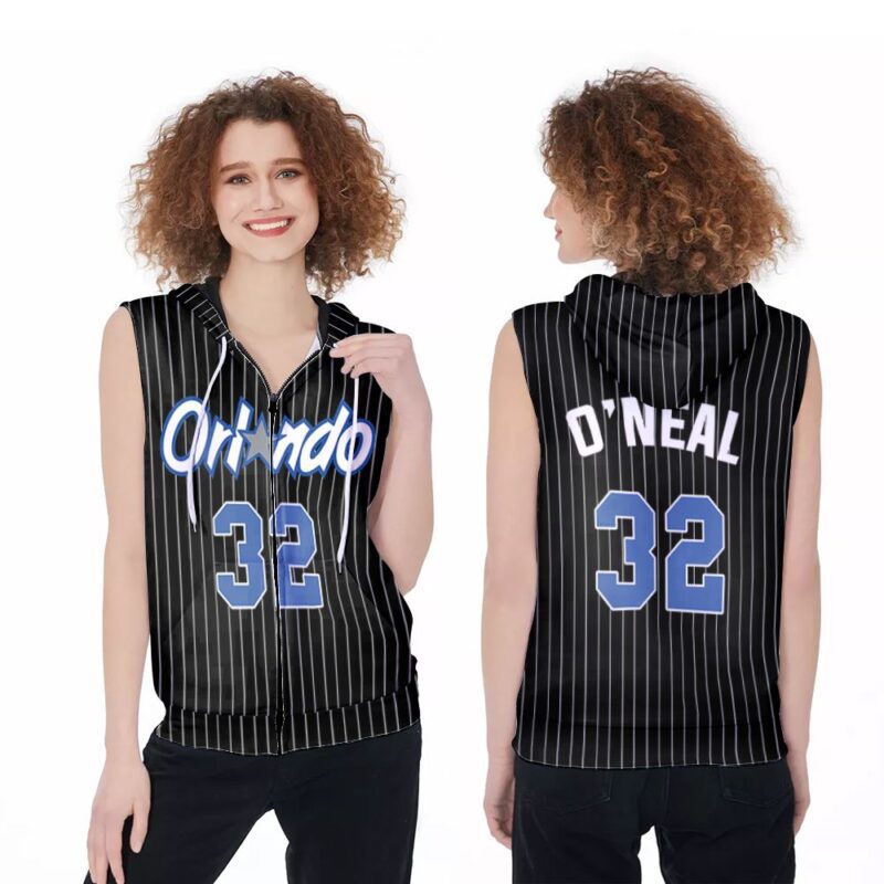 Orlando Magic Shaquille O'Neal #32 Great Player NBA Basketball Team Logo 3D Designed Allover Gift For Orlando Fans Zip Sleeveless Hoodie ZSH0301