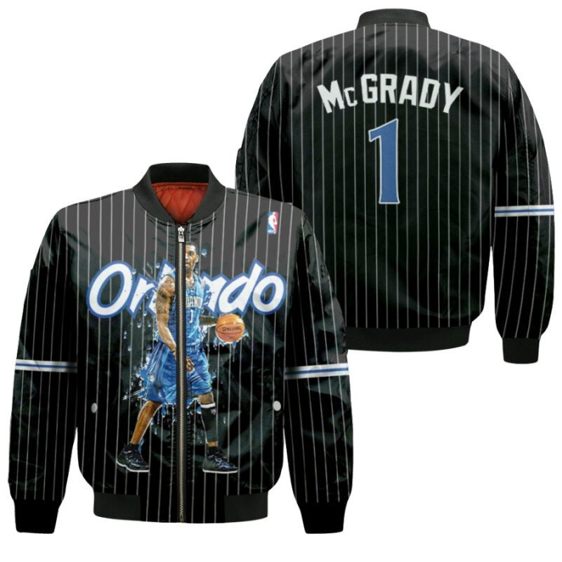 Orlando Magic Tracy McGrady 1 NBA 2003-04 Hardwood Classics Black 2019 Gift For Magic Fans Bomber Jacket BJ00410