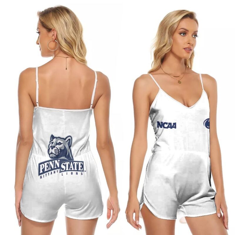 Penn State Nittany Lions Ncaa Classic White With Mascot Logo Gift For Penn State Nittany Lions Fans V-neck Romper Jumpsuit RJ00546