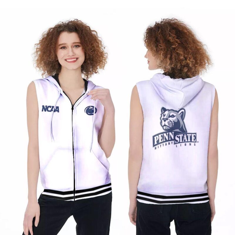 Penn State Nittany Lions Ncaa Classic White With Mascot Logo Gift For Penn State Nittany Lions Fans Zip Sleeveless Hoodie ZSH0501