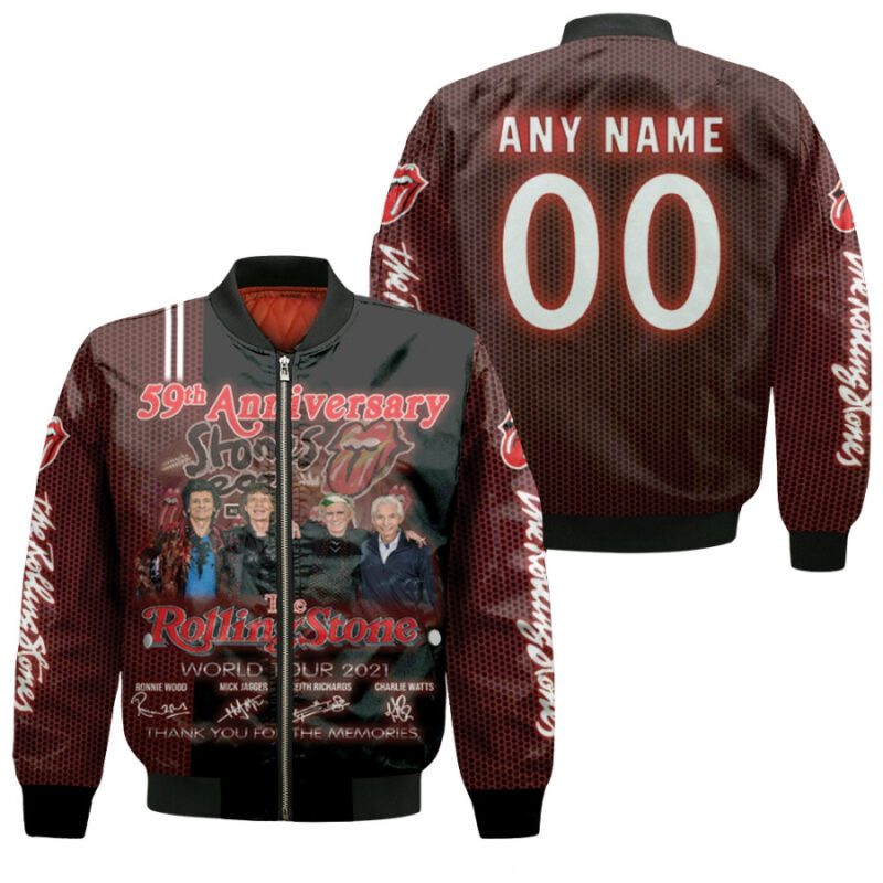 Personalized #00 59th Anniversary The Rolling Stones World Tour 2021 Signed Thank You For The Memories gift fo Rollingr Stones fans Bomber Jacket BJ00768