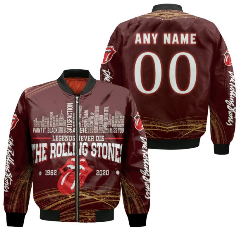 Personalized #00 Legends Never Die The Rolling Stones 1962 2020 Rockn Roll Music band Satisfaction gift for Rolling Stones fans Bomber Jacket BJ00610