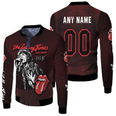 Personalized #00 Mick Jagger Lead Vocalist Of The Rolling Stones Rockn Roll Singer gift for Mick Jagger fans Rolling Stones fans Fleece Bomber Jacket