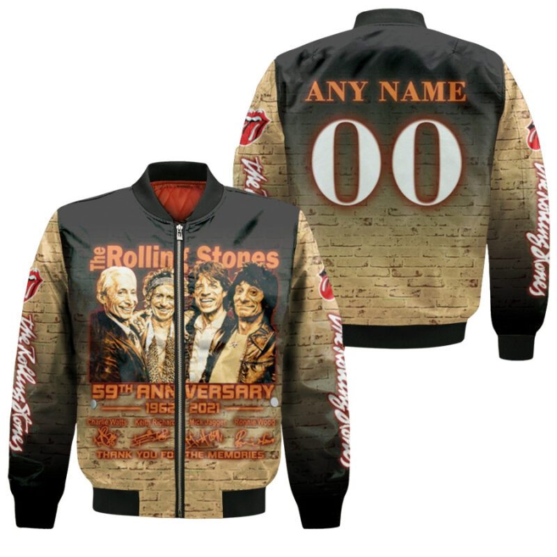 Personalized #00 The Rolling Stones 59th Anniversary 1962 2021 Member Band Signed Thank You gift for Rolling Stones fans Bomber Jacket BJ00766