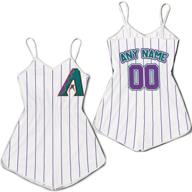 Personalized Any Name Arizona Diamondbacks 00 2020 Mlb White Purple stripe Jersey inspired Style Romper RJ01823