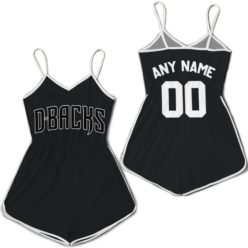 Personalized Any Name Arizona Diamondbacks Black Jersey Inspired Style Romper RJ01745