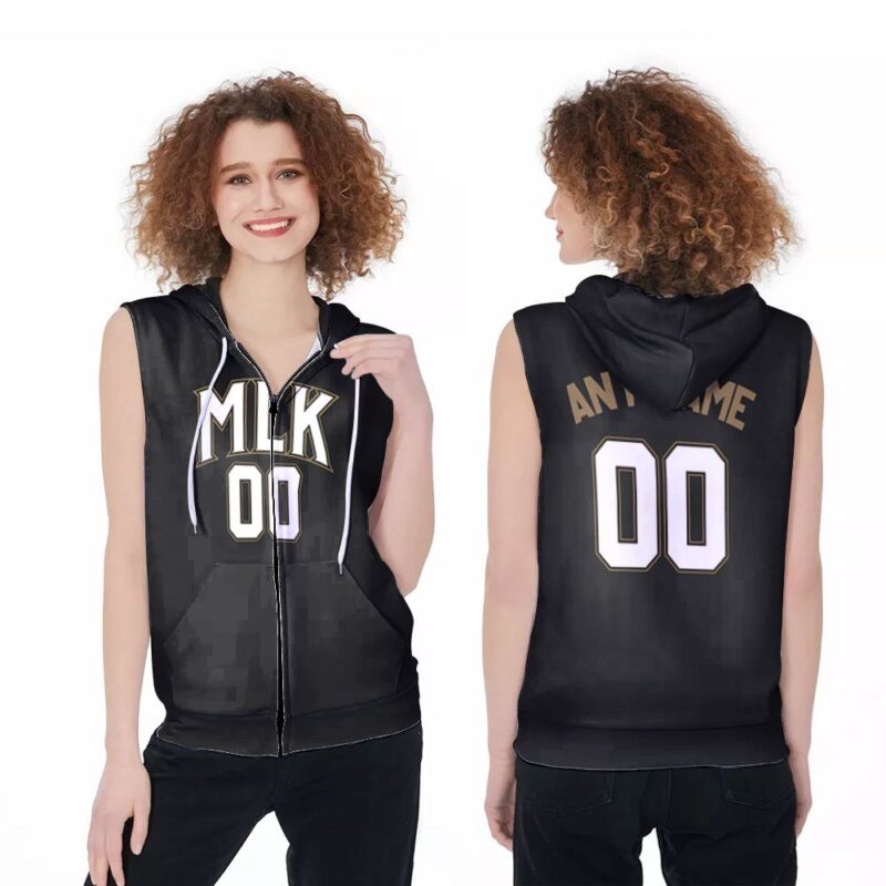 Personalized Atlanta Hawks 00 City Edition MLK Tribute Black Jersey Inspired Style Zip Sleeveless Hoodie ZSH1905