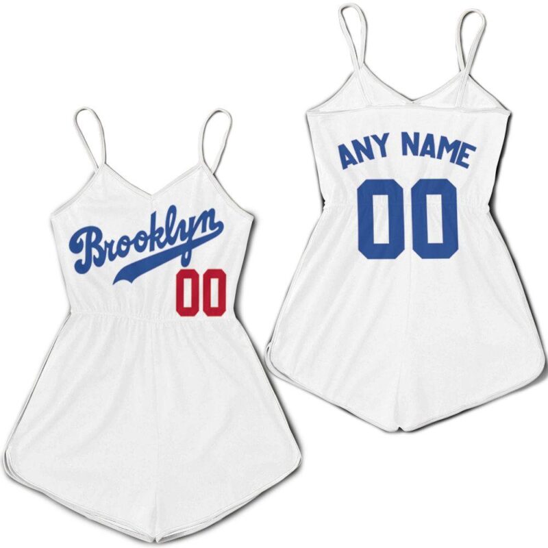 Personalized Brooklyn Dodgers Any Name 00 2020 MLB Team White Jersey Inspired Style Romper RJ01726