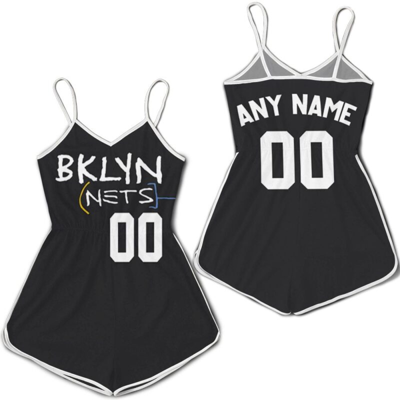 Personalized Brooklyn Nets Any Name 00 2021 City Edition Black Jersey Inspired Style Romper RJ01744