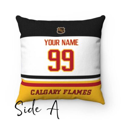 Personalized Calgary Flames Hockey Custom Square Throw Cushion Pillow With Name and Number Pillow