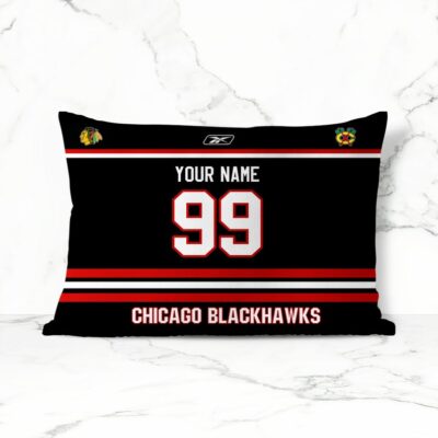Personalized Chicago Blackhawks Away Hockey Custom Pillow Case With Your Name And Number Throw Pillow Gift Sofa Decor