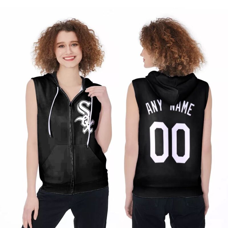 Personalized Chicago White Sox 00 Any Name 2019 Team Black Jersey Inspired Style Zip Sleeveless Hoodie ZSH1932