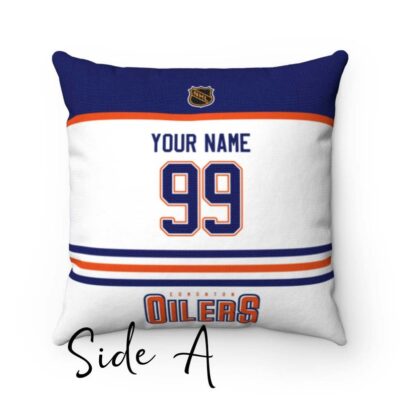 Personalized Edmonton Oilers Hockey Custom Square Throw Cushion Pillow With Name and Number Pillow