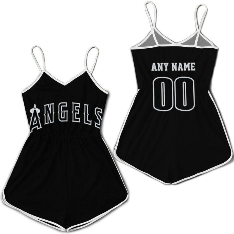 Personalized Los Angeles Angels 00 Anyname 2019 Weekend Players Black Jersey Inspired Style Gift For Los Angeles Angels Fans Romper Jumpsuit RJ01627