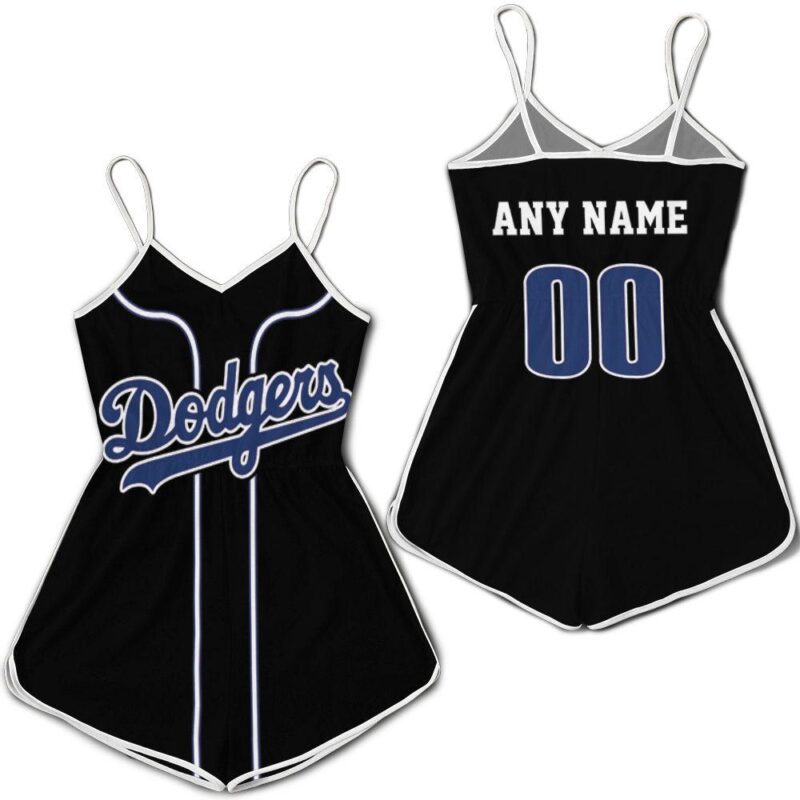 Personalized Los Angeles Dodgers 00 Anyname 2020 Mlb Black Jersey Inspired Style Gift For Los Angeles Dodgers Fans Romper Jumpsuit RJ05531