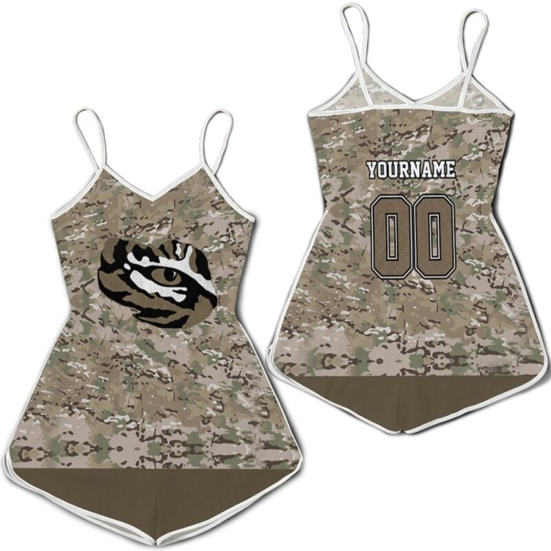 Personalized Lsu Tigers Camo Pattern 3d Romper RJ02898