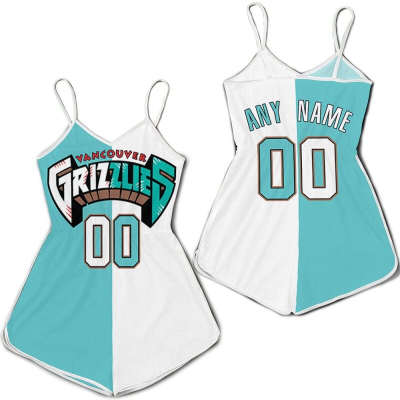 Personalized Memphis Grizzlies Any Name 2020 City Edition Split White Teal Jersey Inspired Jersey Romper RJ01826