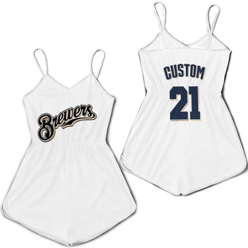 Personalized Milwaukee Brewers White Jersey Inspired Style Romper RJ04634