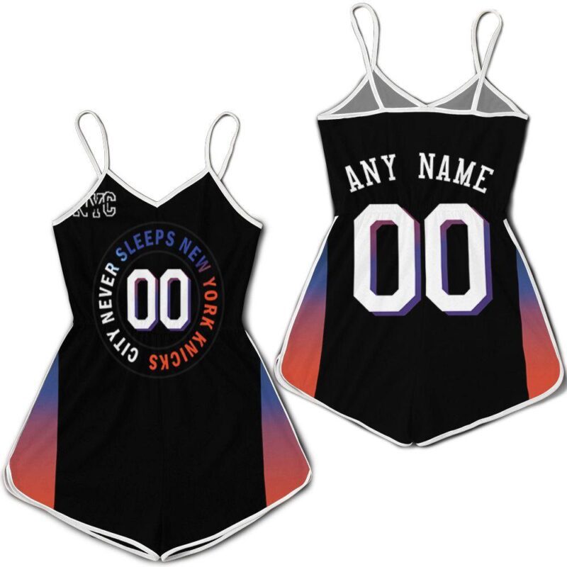 Personalized New York Knicks 00 Anyname 2020 Nba City Edition Black Jersey Inspired Style Gift For New York Knicks Fans Romper Jumpsuit RJ05560