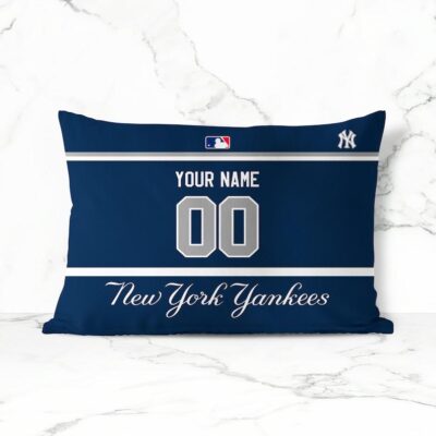 Personalized New York Yankees Navy Blue Pillow Case With Your Name And Number Pillow Cases Throw Pillow Bed Pillow Cases Sofa Decor