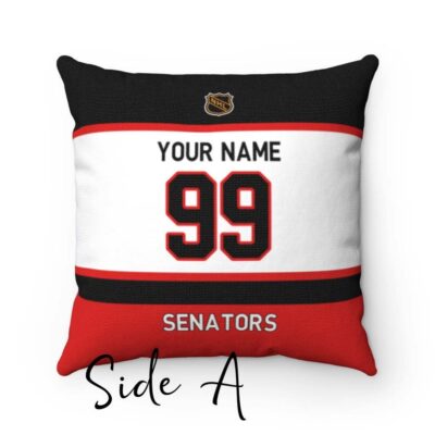 Personalized Ottawa Senators Hockey Custom Square Throw Cushion Pillow With Name and Number Pillow