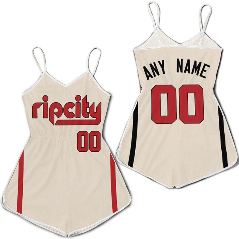 Personalized Portland Trail Blazers 00 Anyname 2020 Nba White Rip City Jersey Inspired Style For Portland Trail Blazers Fans Romper Jumpsuit RJ05512