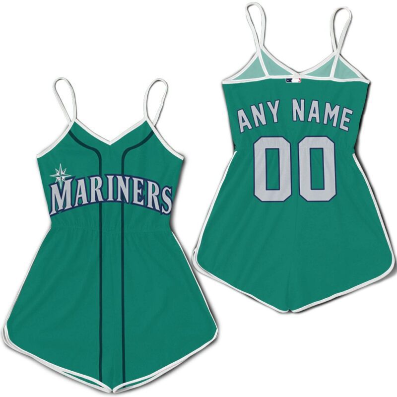 Personalized Seattle Mariners 00 Anyname Majestic Northwest Green Jersey Inspired Style Gift For Seattle Mariners Fans Romper Jumpsuit RJ01622