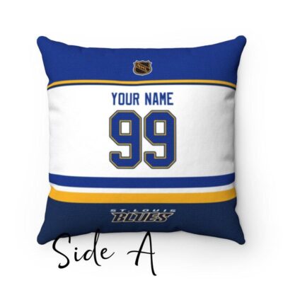 Personalized St Louis Blues Hockey Custom Square Throw Cushion Pillow With Name and Number Pillow