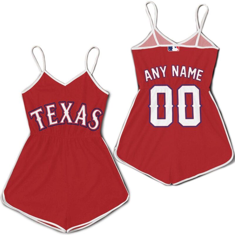 Personalized Texas Rangers 00 Any Name 2020 MLB Team Alternative Red Jersey Inspired Style Romper RJ01812